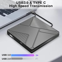 JBonest külső CD DVD meghajtó USB 3.0 Type-C, hordozható író +/-RW, laptophoz asztalihoz MacBookhoz Windows Linux Mac OS 2
