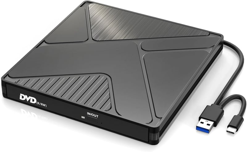 JBonest külső CD DVD meghajtó USB 3.0 Type-C, hordozható író +/-RW, laptophoz asztalihoz MacBookhoz Windows Linux Mac OS