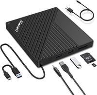 JBonest USB 3.0 külső DVD/CD meghajtó Type-C, SD/TF kártyaolvasó, hordozható írható 1