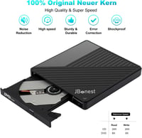 JBonest USB 3.0 külső DVD/CD meghajtó Type-C, SD/TF kártyaolvasó, hordozható írható 5