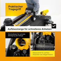 JCB Hidraulikus Emelő Kocsi 2T - Mély Emelő 135-340 mm, 2000 kg Teherbírás, 360° Kerekek, Gumi Védelem, Biztonsági Szelep, Autóemelő 6