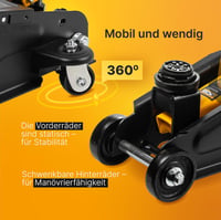 JCB Hidraulikus Emelő Kocsi 2T - Mély Emelő 135-340 mm, 2000 kg Teherbírás, 360° Kerekek, Gumi Védelem, Biztonsági Szelep, Autóemelő 4
