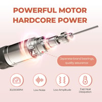JCMaster Professzionális Elektromos Körömcsiszoló 35000 RPM Géllakk Akrillakk Pedálos Fúrógép 6 Bittel 4