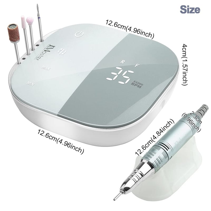 JCMASTER TouchPro+ Elektromos Körömcsiszoló Szett Gél és Akrillhoz 6 Fej 35000 rpm