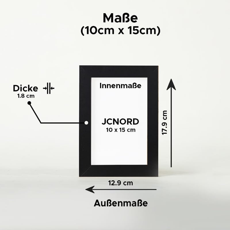 JCNORD fekete képkeret 10x15 cm MDF fa modern fali asztali fotókeret akril üveggel