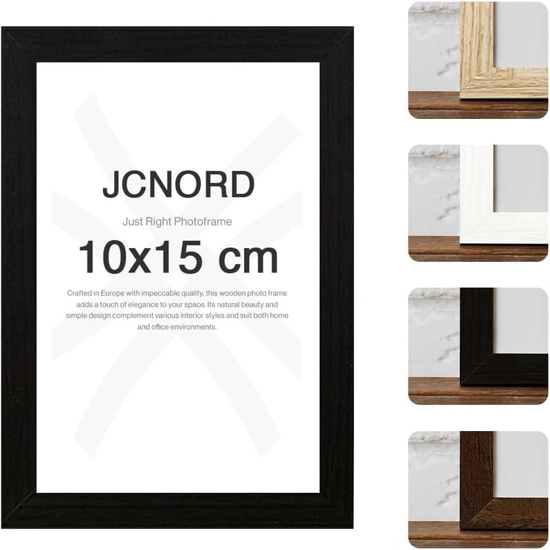 JCNORD fekete képkeret 10x15 cm MDF fa modern fali asztali fotókeret akril üveggel