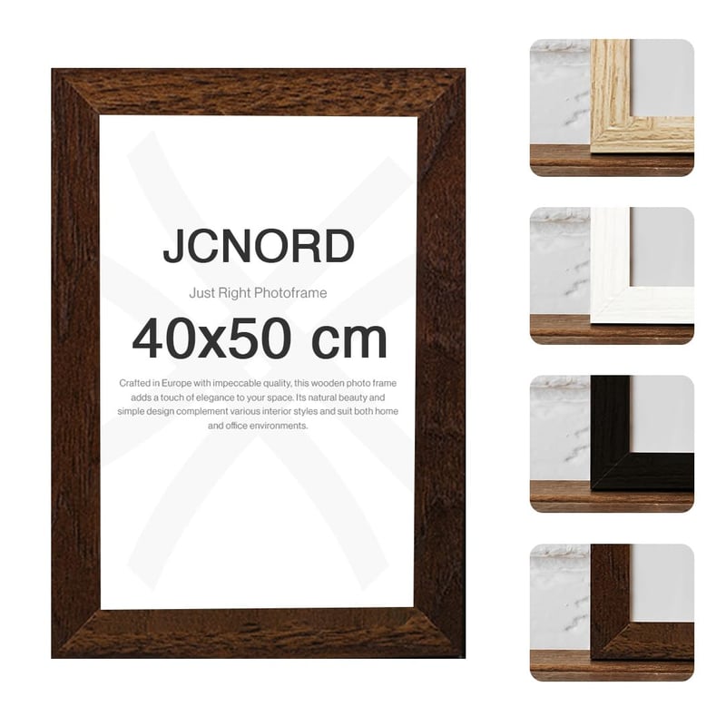 JCNORD MDF okvir za slike u boji oraha 40x50 cm s nelomljivim pleksiglasom - moderan zidni i stolni okvir za fotografije