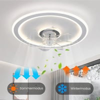 JDONG Stropni ventilator sa svjetlom i daljinskim upravljačem, 54W LED tiha stropna svjetiljka s ventilatorom, prigušivo, timer, podesiva brzina vjetra, 47 cm, dnevni boravak spavaća soba 3