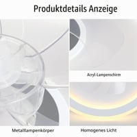 JDONG Stropni ventilator sa svjetlom i daljinskim upravljačem, 54W LED tiha stropna svjetiljka s ventilatorom, prigušivo, timer, podesiva brzina vjetra, 47 cm, dnevni boravak spavaća soba 4