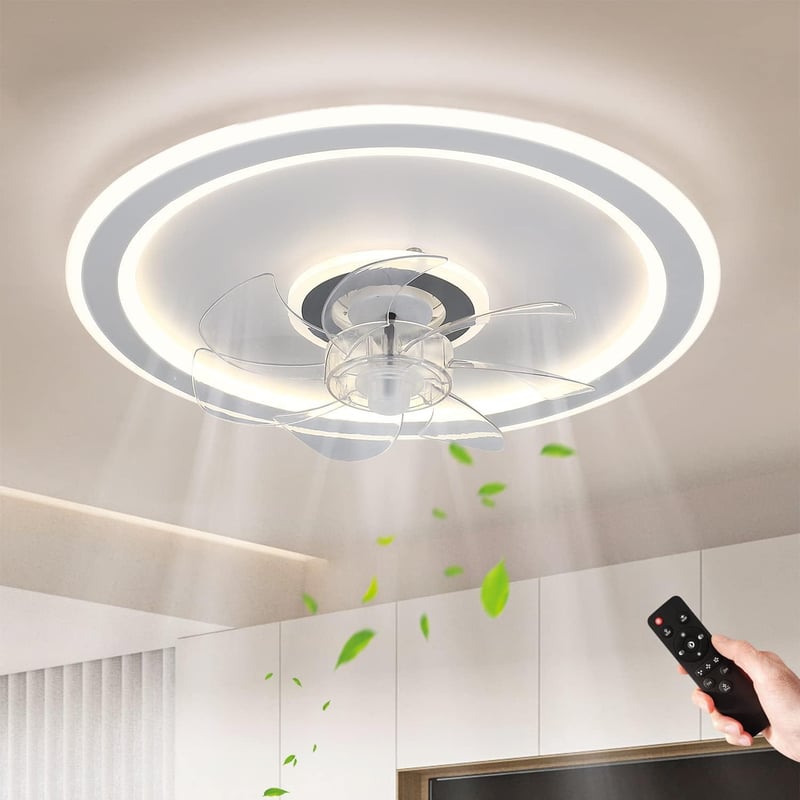 JDONG Stropni ventilator sa svjetlom i daljinskim upravljačem, 54W LED tiha stropna svjetiljka s ventilatorom, prigušivo, timer, podesiva brzina vjetra, 47 cm, dnevni boravak spavaća soba