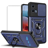 Husă JDXHFF Albastră pentru Motorola Moto G35 5G (6,72") + 1 x Folie de protecție din sticlă securizată 1