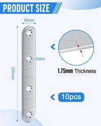Jeboler Rozsdamentes Lapos Összekötő 10db 100x16mm Fém Csatlakozó Lemez 2