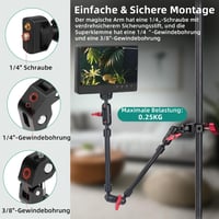 JEBUTU 22 hüvelyk 56 cm Magic Arm szuper bilincses asztali állvány akciókamera webkamera mikrofonhoz piros fekete 3