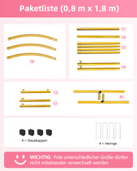Cadru metalic pentru fundal de nuntă JEBUTU – 1,8m / 2m / 2,2m – Set din 3 piese, arcadă decorativă 6