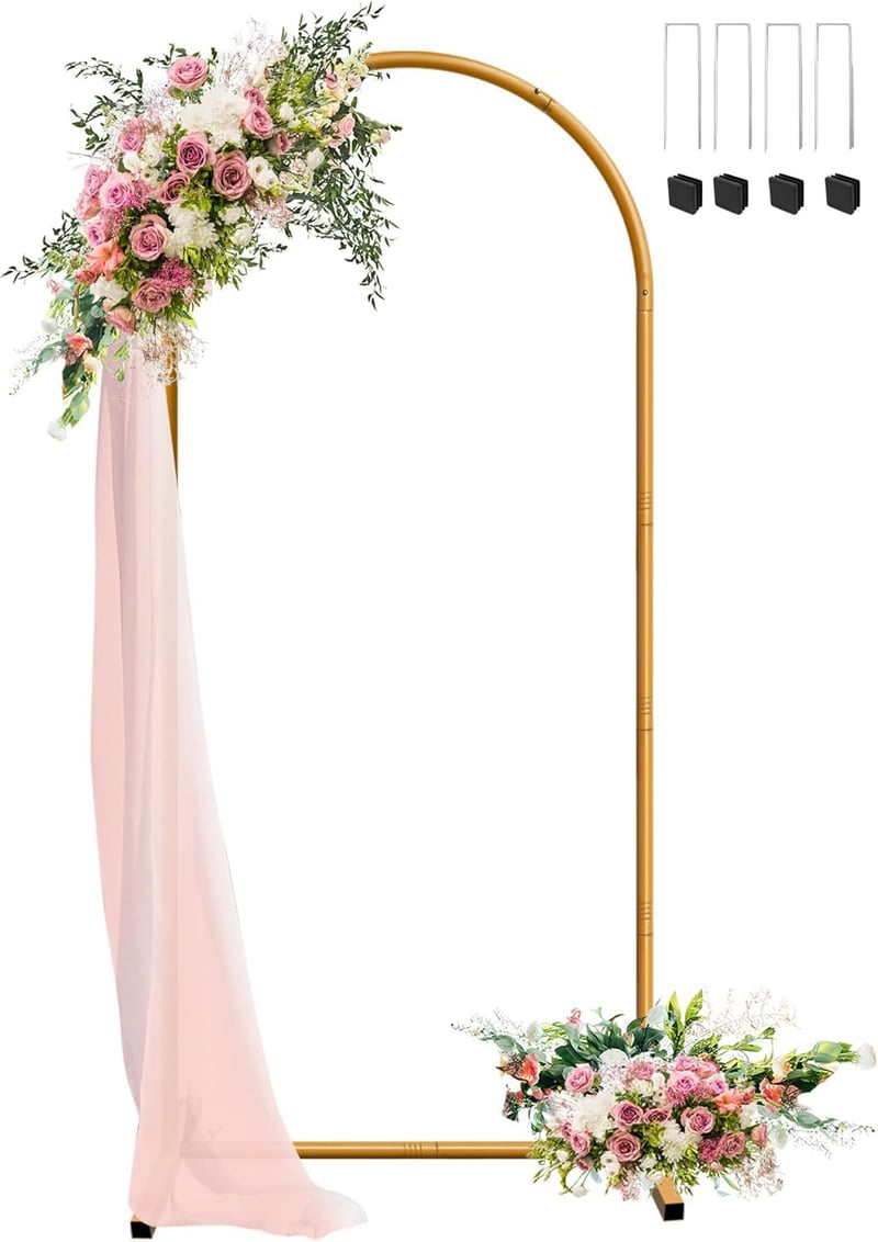 Cadru metalic pentru fundal de nuntă JEBUTU – 1,8m / 2m / 2,2m – Set din 3 piese, arcadă decorativă