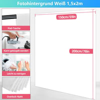 JEBUTU fehér fotóháttér állvány 1,5 x 2 m 5 rögzítő csipesszel streaming fotó videó Zoomhoz háttérlap 3