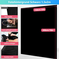 JEBUTU Fekete fotóháttér állvánnyal 1.5 m x 2 m, állítható háttérfal streaminghez 5 rögzítőcsipesszel, Halloweenhez 3