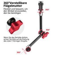 Magické rameno JEBUTU so super svorkou a držiakom typu cold shoe – červené/čierne – 56 cm 3