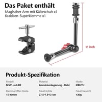 Magické rameno JEBUTU so super svorkou a držiakom typu cold shoe – červené/čierne – 56 cm 6