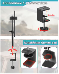 Stojan na stôl JEBUTU OS01 pre telefón a fotoaparát – čierny, s ohybným ramenom, 32,5 – 55 cm, s 1/4" guľovou hlavou, kompatibilný s iPhone 7