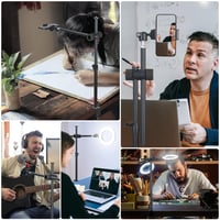 Stojan na stôl JEBUTU OS01 pre telefón a fotoaparát – čierny, s ohybným ramenom, 32,5 – 55 cm, s 1/4" guľovou hlavou, kompatibilný s iPhone 8