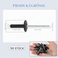 Set 50 nituri oarbe din aluminiu Jecdfs, antracit, 4 mm x 20 mm, rezistente la coroziune, pentru construcții, industria auto și mobilier 2
