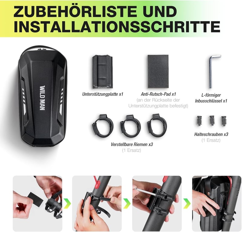 Jeebel 2L Vízálló Kormánytáska Elektromos Rollerhez - Gyorskioldós Váztáska Xiaomi Mijia/Sedway/Ninebot Rollerekhez és Összecsukható Kerékpá