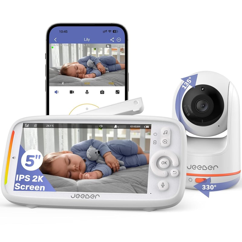 Jeeber 2K Baby Monitor 360° WiFi kamerás bébiőrző éjjellátóval és mozgásérzékeléssel
