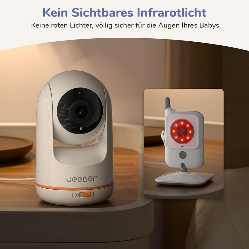 Jeeber 2K Baby Monitor 360° WiFi kamerás bébiőrző éjjellátóval és mozgásérzékeléssel