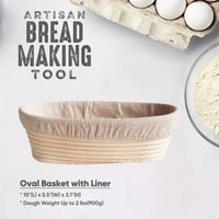 Set de patiserie pentru pâine cu maia Jeensley – Coș dospire oval 25x14x8 cm, borcan pentru maia, racletă pentru aluat, lamă pentru crestarea aluatului și accesorii de copt, ratan 4