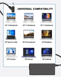 Nabíjací kábel k notebooku Jeestam 65W pre HP 15, 17, 14, EliteBook 630-645 G8-G10, ProBook 440-450 G8-G10, Pavilion, Stream Notebook 4