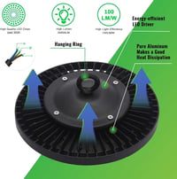 Jefedana 300W LED Ipari Reflektor, 30000LM UFO Műhelylámpa, IP65 Vízálló, 6500K Hideg Fehér Mennyezeti Világítás Műhelyekbe, Gyárcsarnokokba 4