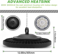 Jefedana 300W LED Ipari Reflektor, 30000LM UFO Műhelylámpa, IP65 Vízálló, 6500K Hideg Fehér Mennyezeti Világítás Műhelyekbe, Gyárcsarnokokba 6