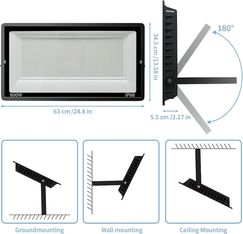 Jefedana 600W LED Kültéri Reflektor 60000 lm IP66 Vízálló Hideg Fehér