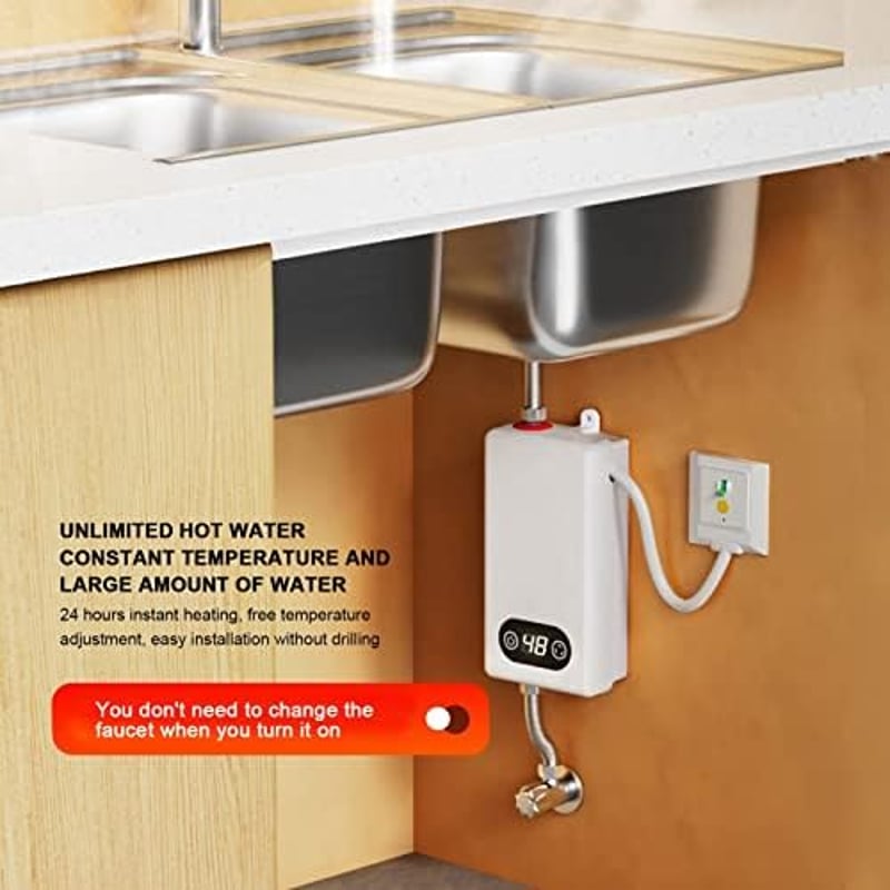 Jeffergarden 3400 W tartály nélküli elektromos azonnali vízmelegítő IPX4 konyha fürdő