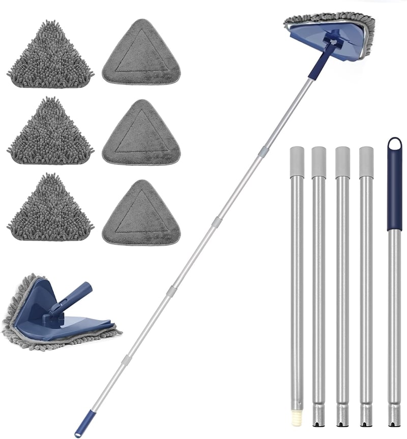 JEHONN 200 cm-es padlótisztító mop 6 mikroszálas párnával, falhoz és ablakhoz