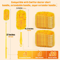 JEHONN Portörlő Utántöltő Csomag 20db Swiffer Dusterrel Kompatibilis, 360° Porvonzó, Teleszkópos Nyéllel, Állítható Fogantyúval, Állatszőr é 5