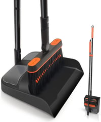 JEHONN Seprű és Lapát Szett Hosszú Nyéllel, 180° Forgatható Söprűvel - Black & Orange 1