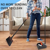 JEHONN Seprű és Lapát Szett Hosszú Nyéllel, 180° Forgatható Söprűvel - Black & Orange 3