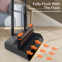JEHONN Seprű és Lapát Szett Hosszú Nyéllel, 180° Forgatható Söprűvel - Black & Orange 6