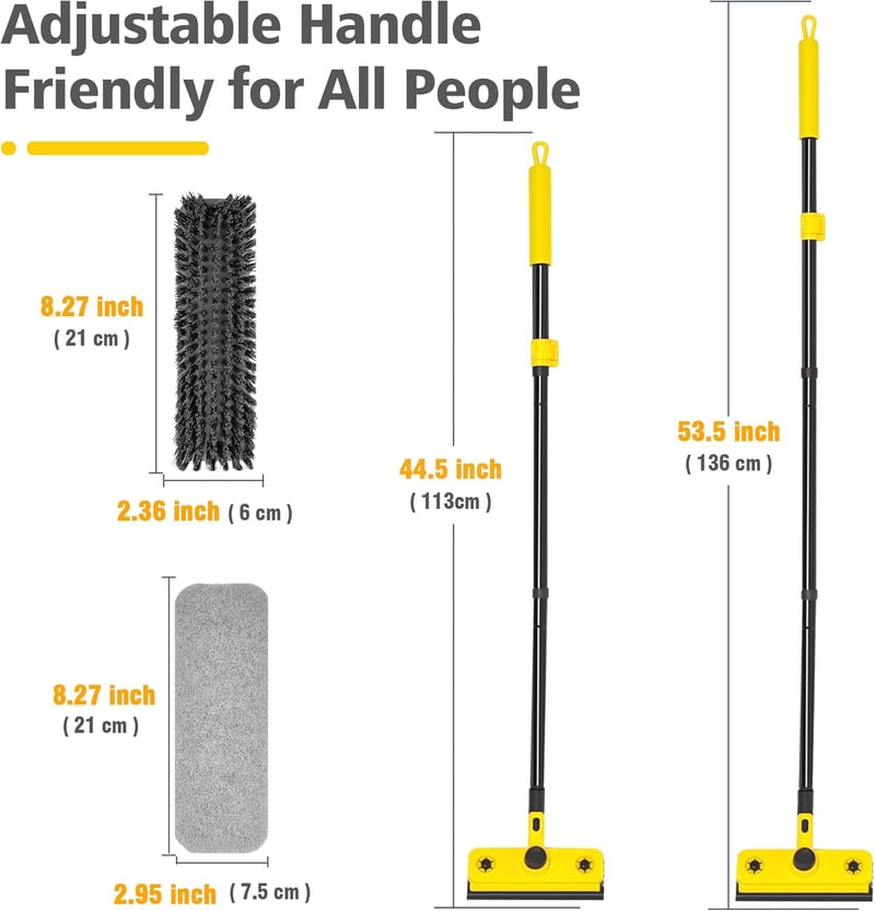 JEHONN Teleszkópos Tisztítókefe 136 cm - Fürdőszobai Súrolókefe Állítható Nyéllel, Többfunkciós Tisztítófej Csempéhez, Kádhoz, Padlóhoz (Sár