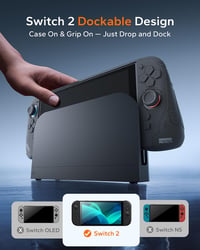 Husă andocabilă JEMDO pentru Nintendo Switch 2, mâner din silicon pentru Joy-Con, capac spate din PC, ramă din TPU, față rezistentă la zgârieturi, 8 sloturi pentru carduri, 2 capace pentru joystick 5