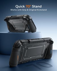Husă andocabilă JEMDO pentru Nintendo Switch 2, mâner din silicon pentru Joy-Con, capac spate din PC, ramă din TPU, față rezistentă la zgârieturi, 8 sloturi pentru carduri, 2 capace pentru joystick 4