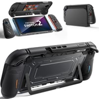 Husă andocabilă JEMDO pentru Nintendo Switch 2, mâner din silicon pentru Joy-Con, capac spate din PC, ramă din TPU, față rezistentă la zgârieturi, 8 sloturi pentru carduri, 2 capace pentru joystick 1