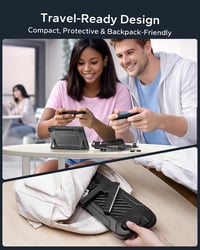 Husă andocabilă JEMDO pentru Nintendo Switch 2, mâner din silicon pentru Joy-Con, capac spate din PC, ramă din TPU, față rezistentă la zgârieturi, 8 sloturi pentru carduri, 2 capace pentru joystick 9