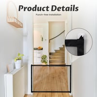 Jeqqinuz 2 ks bezpečnostná zábrana pre psov bez vŕtania, výsuvná ochranná mriežka na dvere 110x70 cm, s 8 lepiacimi háčikmi, čierna, do interiéru aj exteriéru 5
