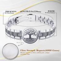 JEROOT Ezüst mágneses karkötő titánacél Tree of Life Világfa mintával állítható férfiaknak és nőknek 2