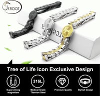 JEROOT Ezüst mágneses karkötő titánacél Tree of Life Világfa mintával állítható férfiaknak és nőknek 3