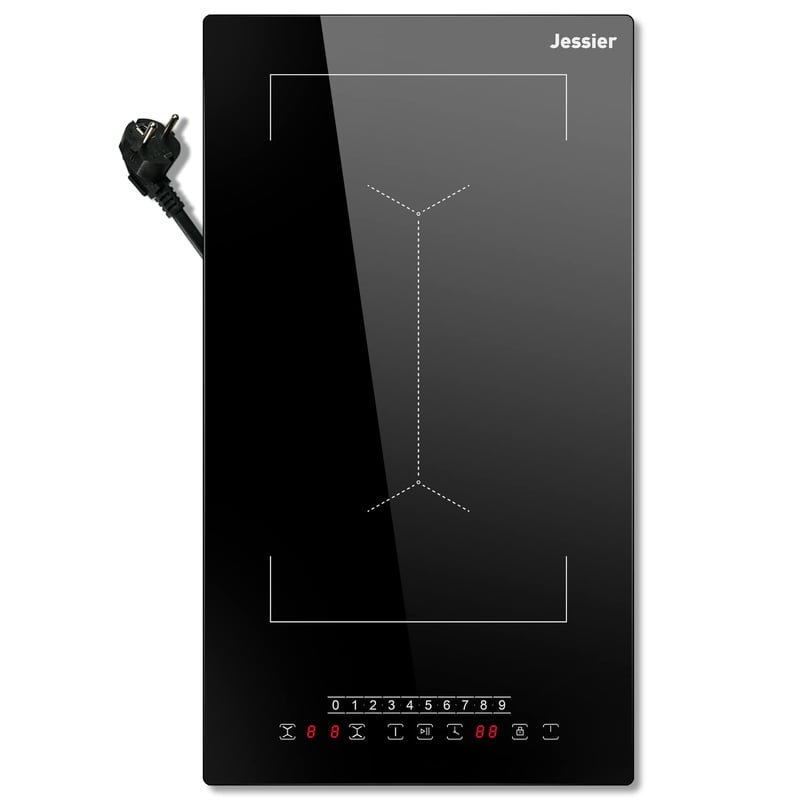 Jessier 2 égős beépíthető indukciós főzőlap Flex zónával - 30 cm, 3500 W, fekete