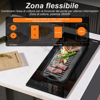 Jessier 2 égős beépíthető indukciós főzőlap Flex zónával - 30 cm, 3500 W, fekete 4